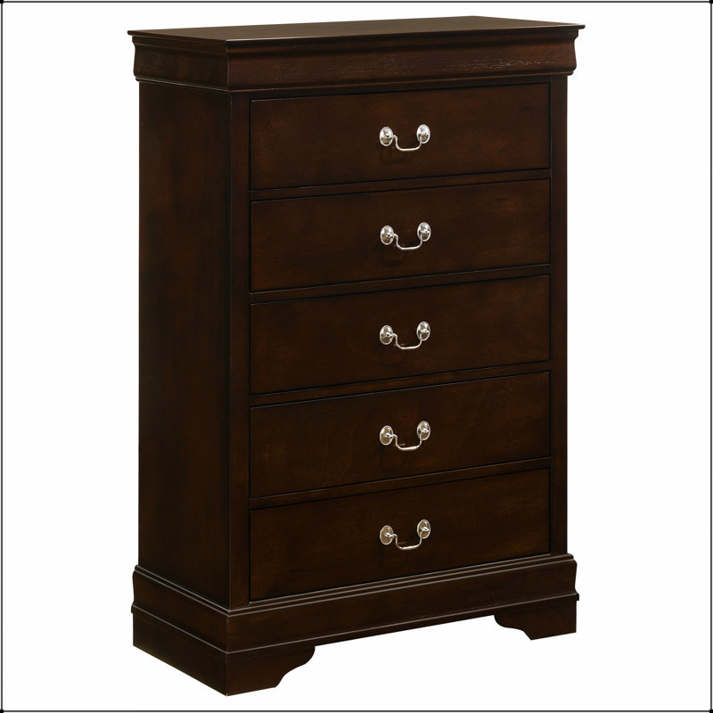 Commode de chambre à coucher à 5 tiroirs Janson Cappuccino avec construction en queue d'aronde anglaise durable et rangement spacieux