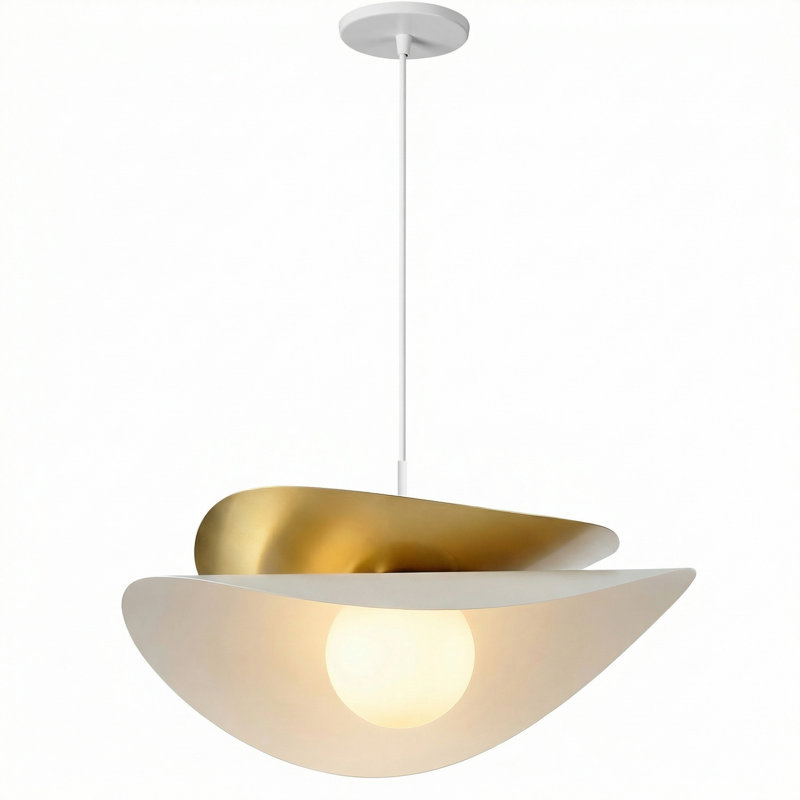 Paven 2015LEDP LED Pendant, Matte Black/Aged Brass, Matte White