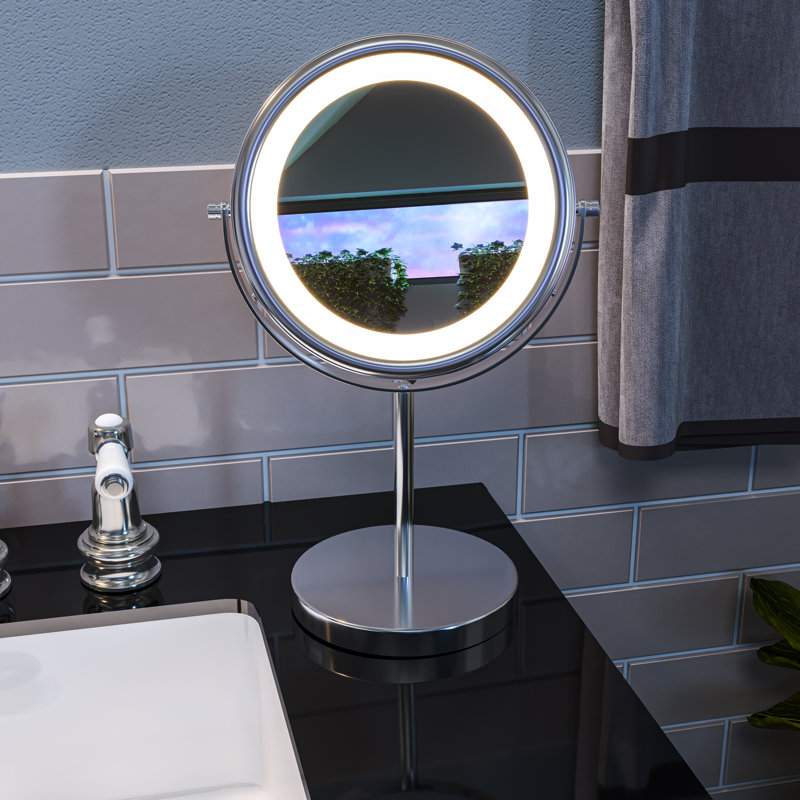 Steel Round Floor Mirror, Chrome