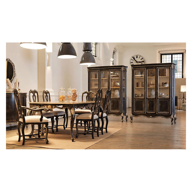 Handpainted China Cabinet, Antique Black