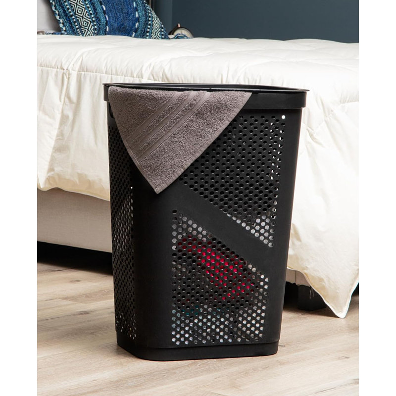 Panier à linge en plastique avec poignées, Noir