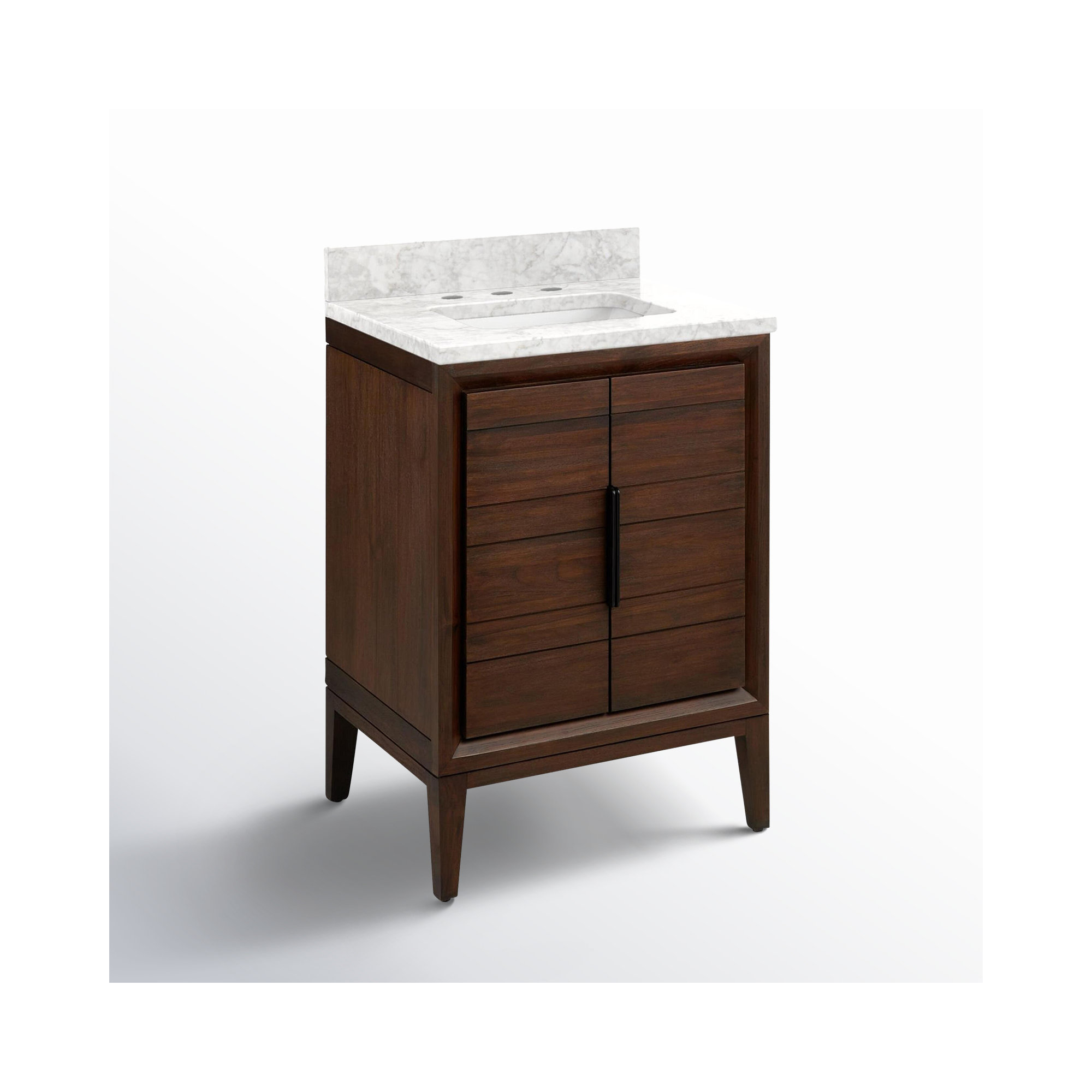 24" Aliso Single Bathroom Vanity Set with Rectangular Undermount Sink, Carrara Marble, 8" Widespread, Java