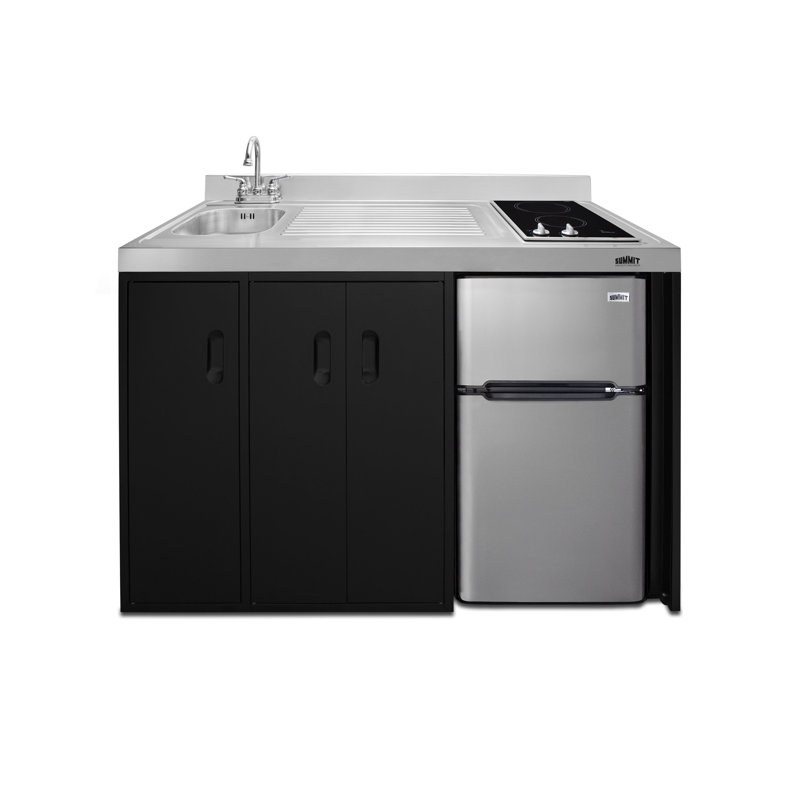 Summit Appliance All-In-One Combo Kitchens 3.2 Cubic Feet Kitchenette Mini Fridge with Freezer, Left