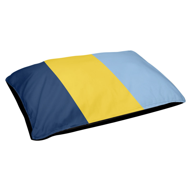 Coussin rectangulaire designer Tampa Bay, Moyen (L 30 po x l 40 po), Bleu marine / jaune / bleu clair