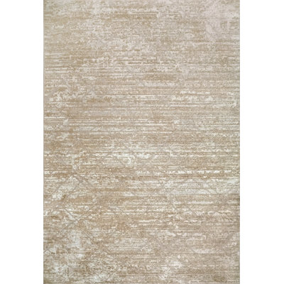 Tapis géométrique en polyester ivoire