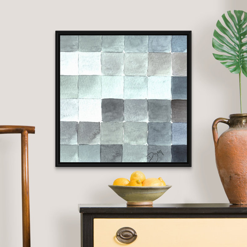 «Cool Tiles Ii» par Beverly Dyer, reproduction sur toile, Cadre noir, H 26 po x l 26 po x P 1,75 po