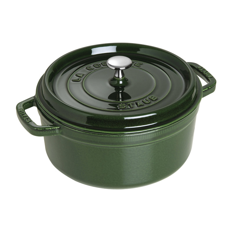La Cocotte Cast Iron Round Cocotte, 4 quarts, Basil