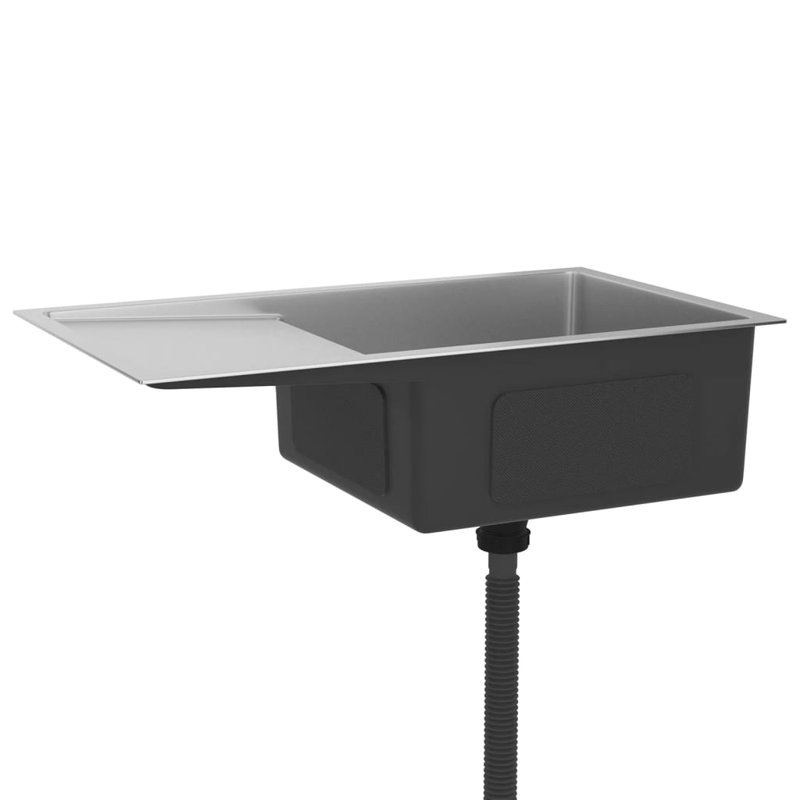 Belfry Kitchen Desdemona 440mm W Steel Flush Kitchen Sink, Silver