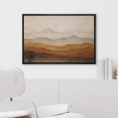 Layered Earth Tone Mountain Ridge Horizon Framed Canvas Master Bedroom Wall Art Work Print