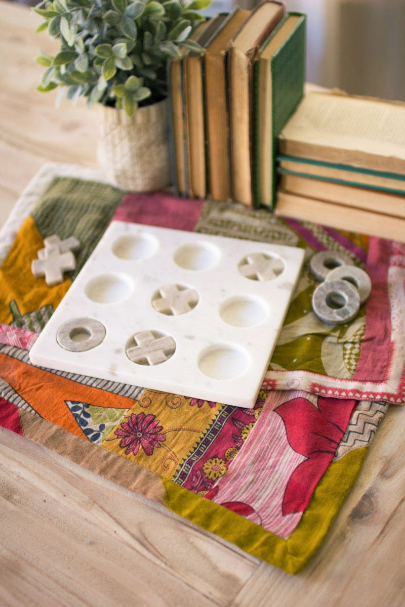 Marble Tic-Tac-Toe Decor Set