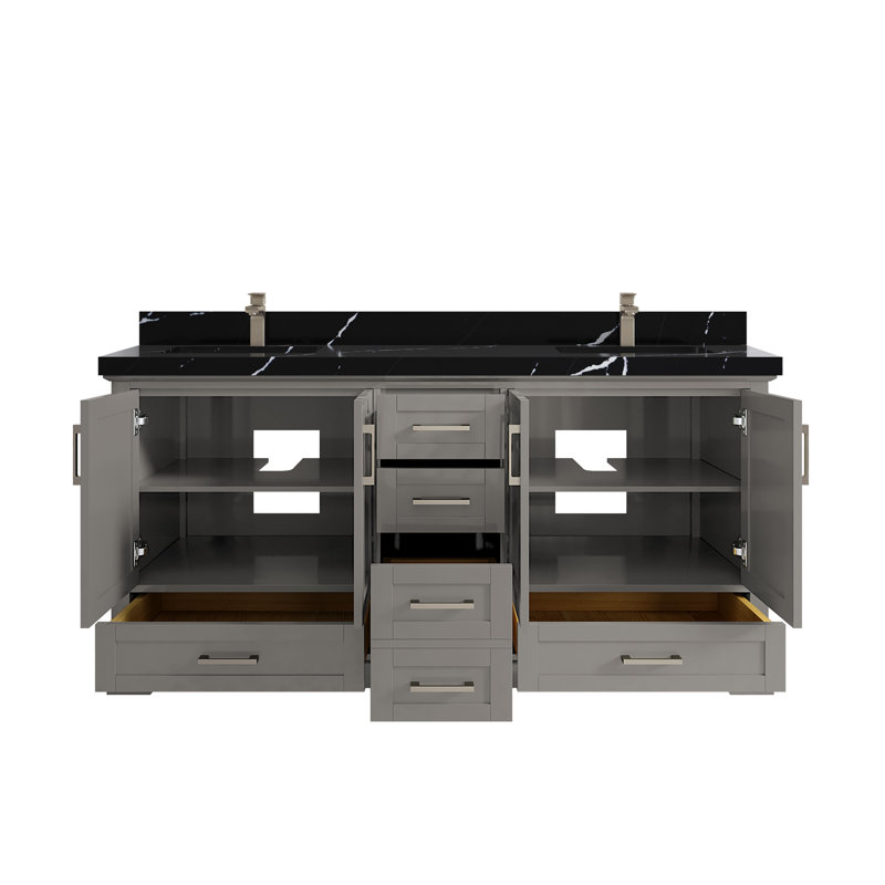 Ensemble de meuble-lavabo double 72 po Esin, Noir Calacatta