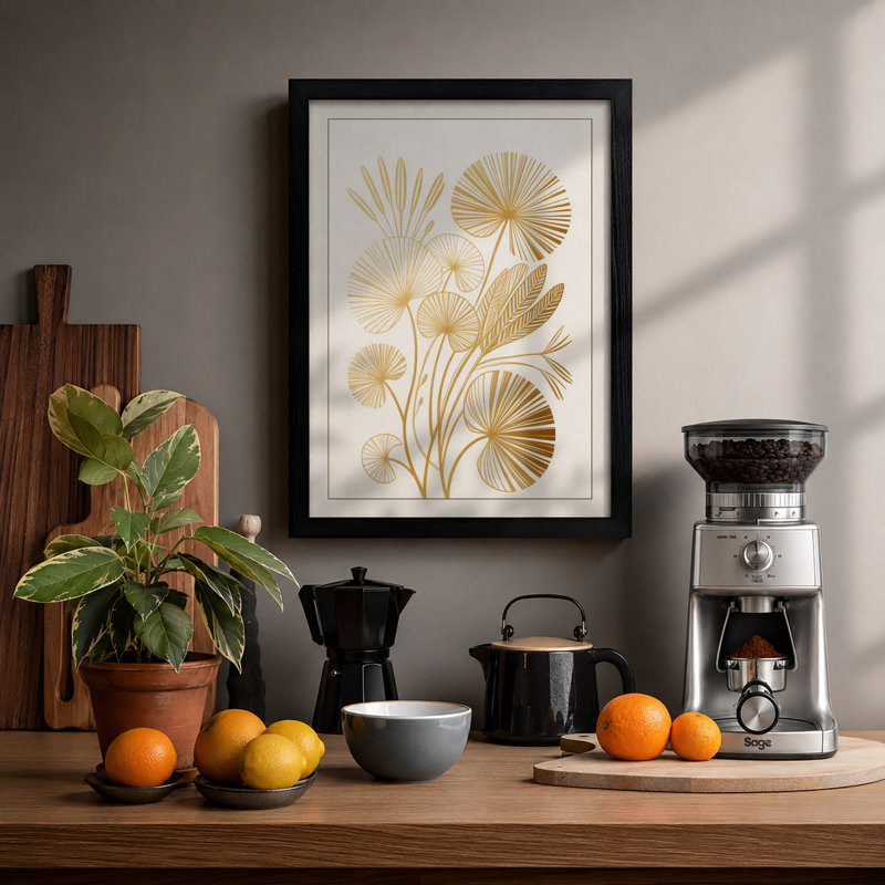 Pressed Study Botanical - Framed Print, A1 - 84.1 x 59.4 cm, Black