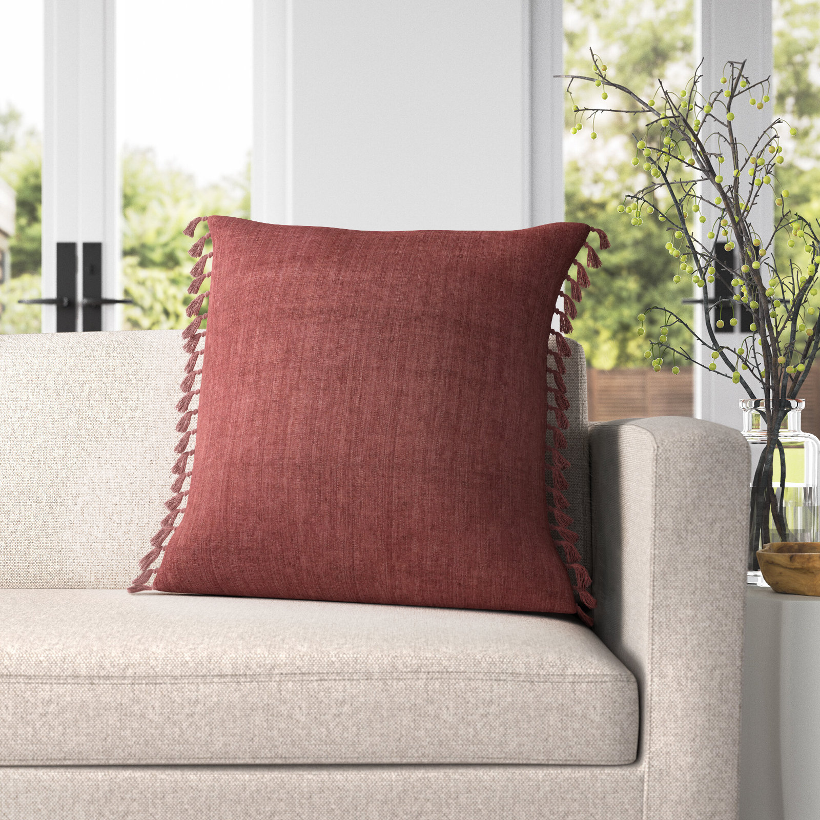Sharron Square 100% Linen Pillow, Apple Butter, Polyester/Polyfill