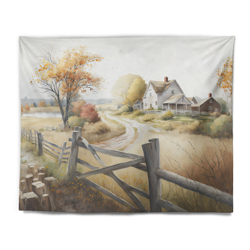 Beautiful Barn In Spring III Polyester Tapestry, 32" H x 39" W
