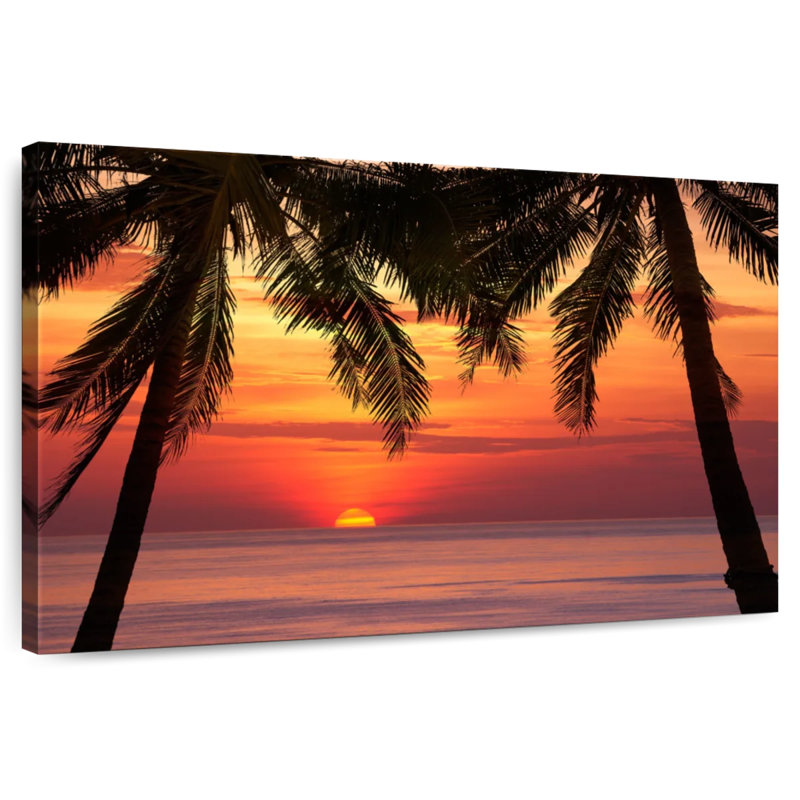 Coucher de soleil sur la plage de Gillard, H 34 po x l 51 po