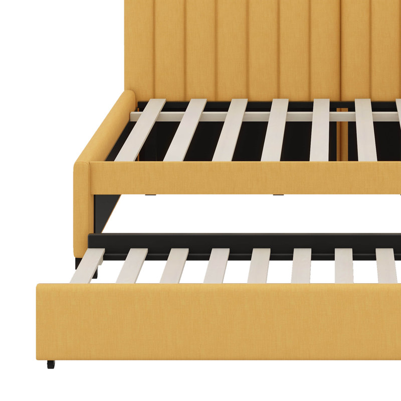 Full Size Upholstered Daybed With Storage Drawers, Yellow