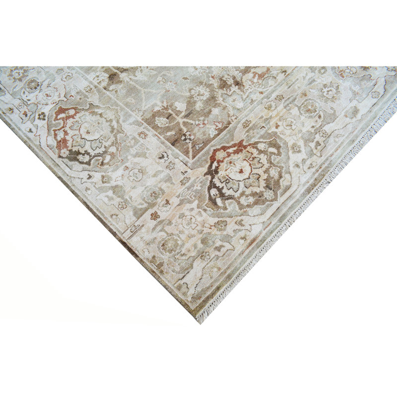 Hand Knotted Area Rug in Brown, Rectangle 5' x 8'