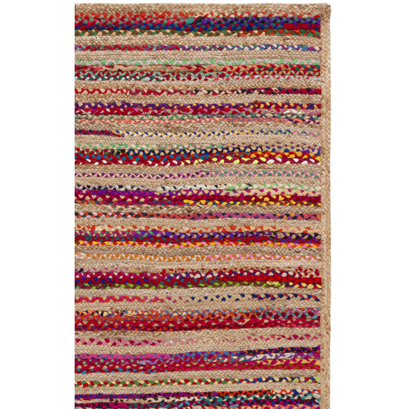 Abhay Hand Woven Jute/Chindi Rug in Natural, Runner 2'3" x 8'