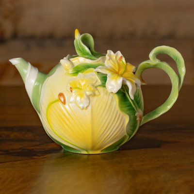 9" Hand Painted Decorative Teapot Accent "Lilly"