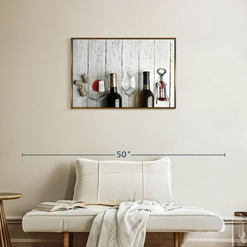 Dégustation de vin, Cadre flottant doré, 31 po x 21 po