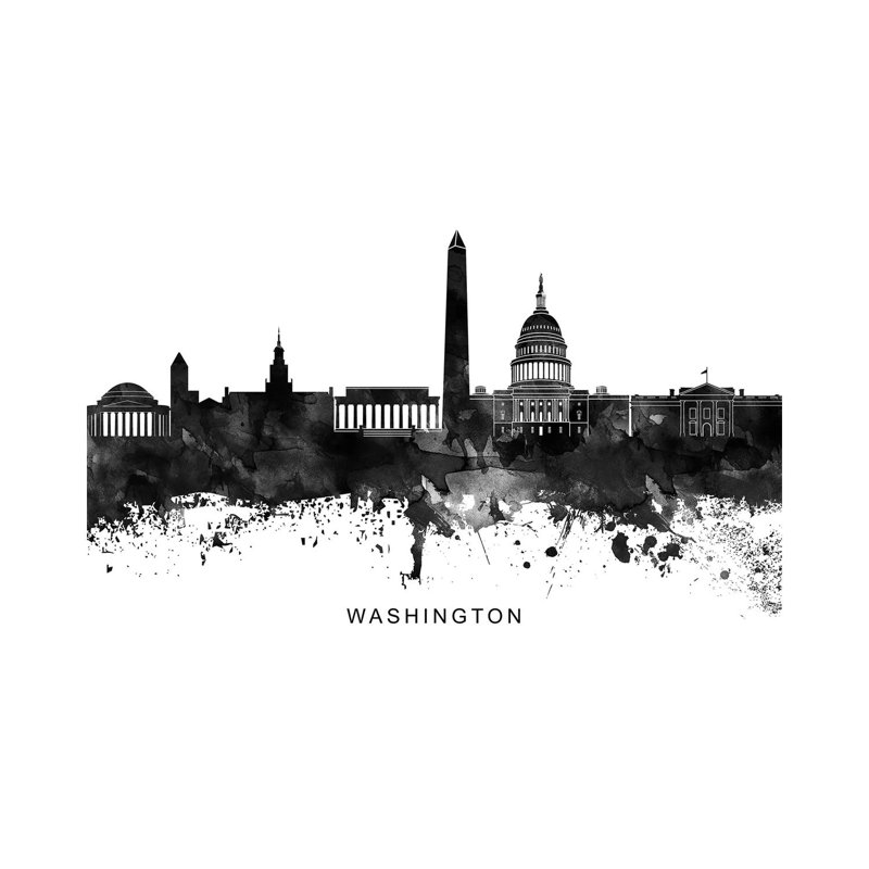 Washington Skyline by WallDecorAddict - Wrapped Canvas Gallery-Wrapped Canvas Giclée, 66.04 cm H x 45.72 cm W