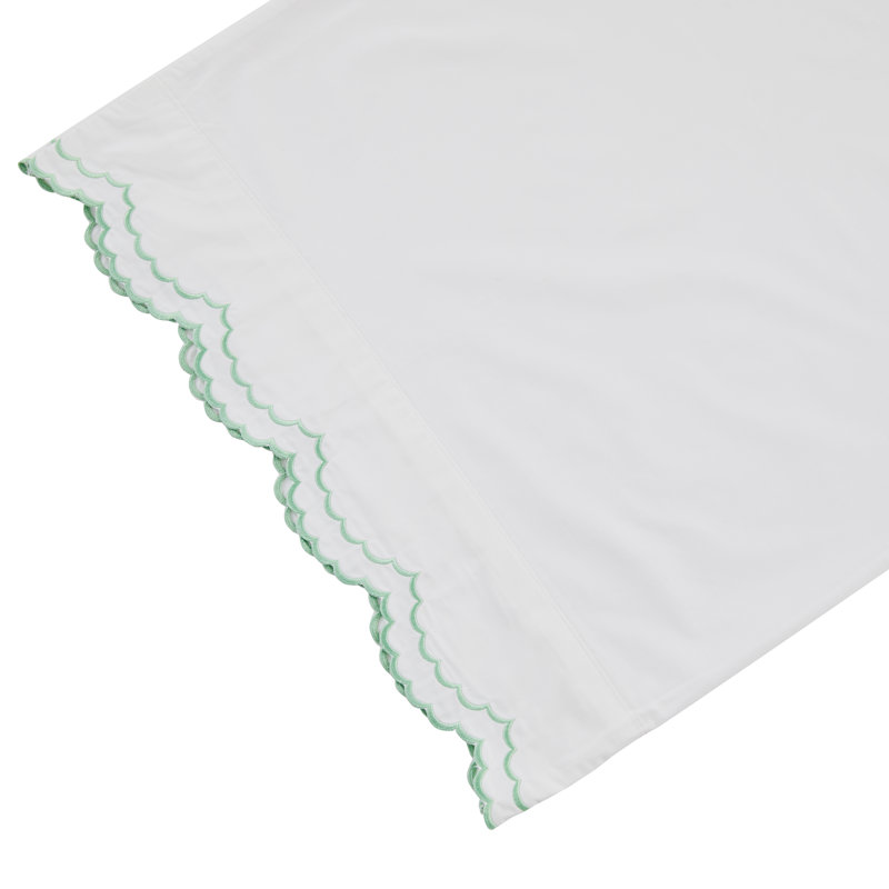 Bara Sheet Set, Full Sheet Set with 2 Pillowcases, Green/White