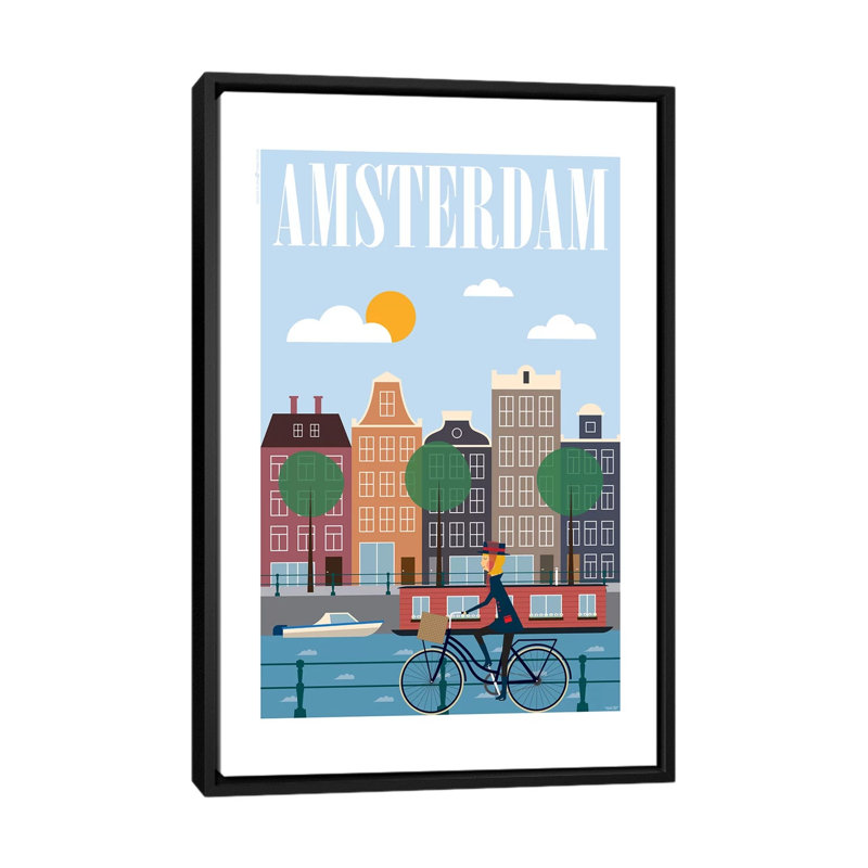 « amsterdam », impression sur toile, H 26 po x l 18 po x P 1,5 po, Toile avec cadre noir, Pas de tapis