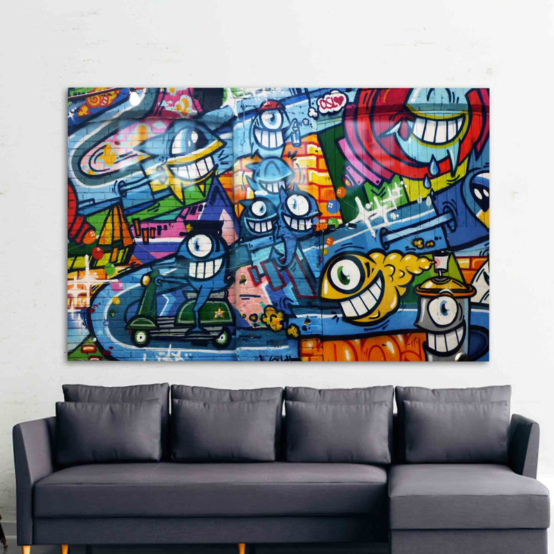 Bête abstraite colorée imprimée sur verre pour un art mural saisissant avec une esthétique vibrante et moderne
