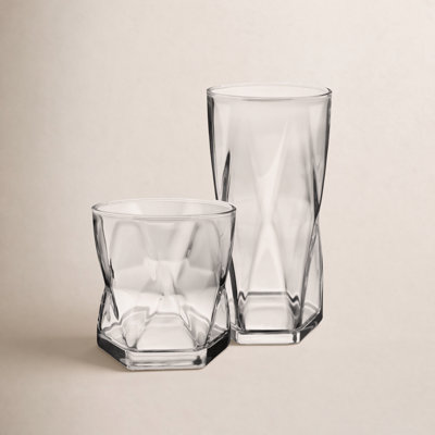 Libbey Rhombus 16-Piece Tumbler and Rocks Glass Set