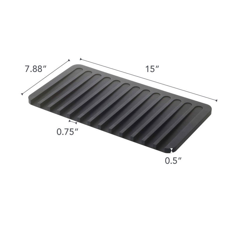 Yamazaki Home Self Draining Tray - Drying Board, Dish Drainer Mat, Silicone, Black