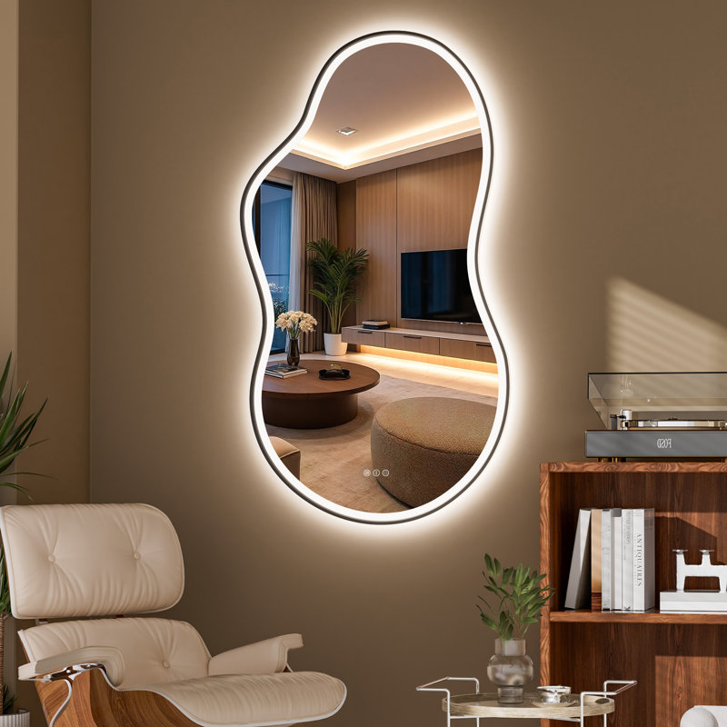Cloud Shape LED Bathroom Mirror - Anti-Fog, Dimmable Light, Tempered Glass - ETL Listed for Safety, 35" x 24"