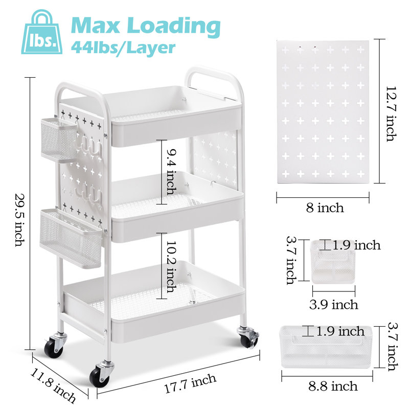Chariot utilitaire double bricolage DIY, Blanc