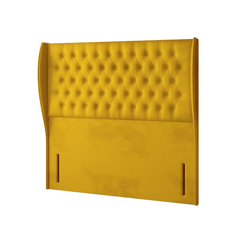 Mandalay Upholstered Bed, Single, Turmeric, 2 Right Drawers