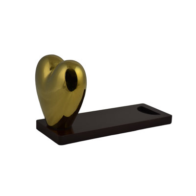 11" Polished Gold Heart bottle Holder
