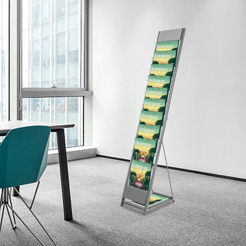 56"H 10 Tier Magazine Holder Newspaper Display Stand Detachable Rack