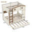 Lit superposé double au-dessus de double en bois massif avec lit gigogne, tablettes de rangement et crochets - Aucun sommier nécessaire, finition beige et naturelle-2061059103-2061059102
