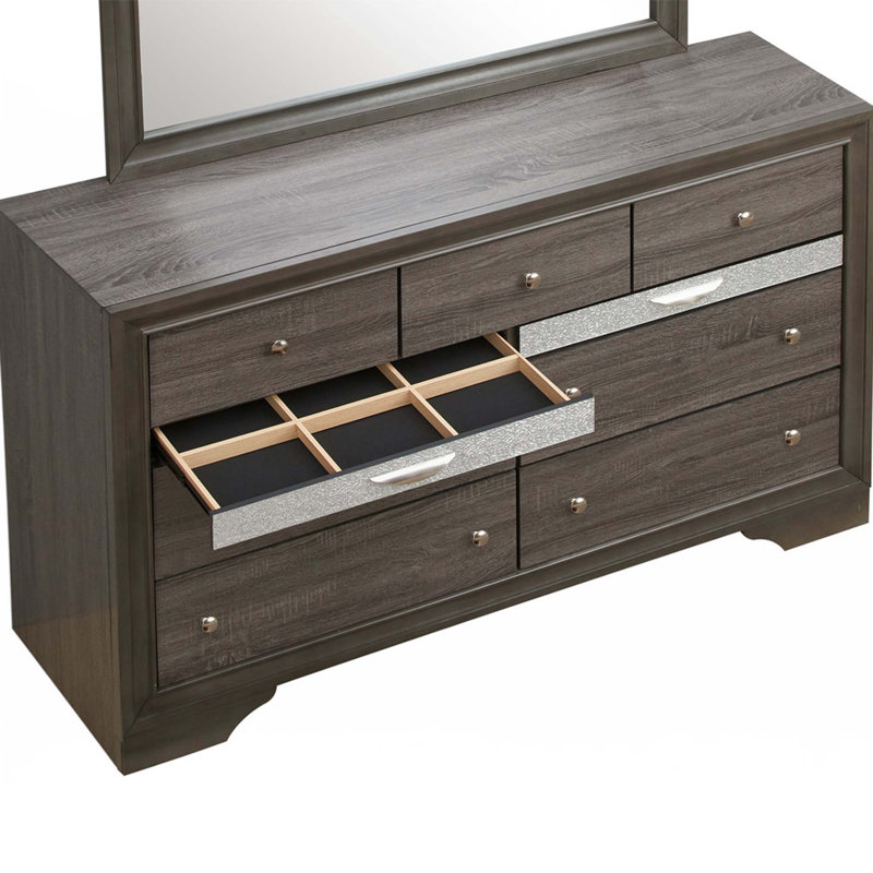 Commode 9 tiroirs, Gris