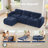 Boneless Adella L-Shaped Velvet Upholstered Sectional Sofa with Movable Ottoman-959504516-959026754