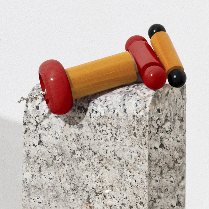 Solid Wood Corkscrew, Yellow/Red/Black