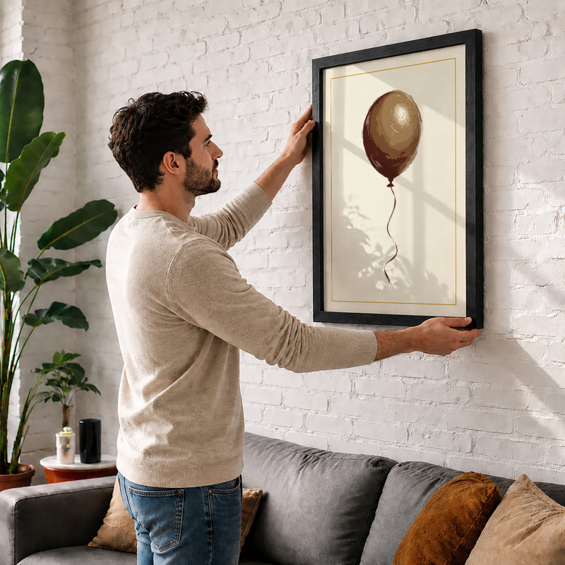 Solitary Balloon Minimalist - Print, Unframed, A4 - 29.7 x 21.0 cm