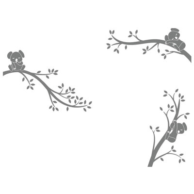 Décalcomanie murale branches monochrome tree branches Koala