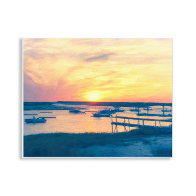 Boats Illuminated at Sunset Wall Plaque Art by Graffi*tee Studios