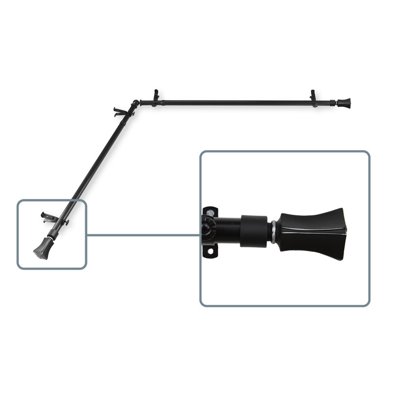 Tringle à rideaux simple à fenêtre de coin Catlin, 28 po à 48 po, Noir