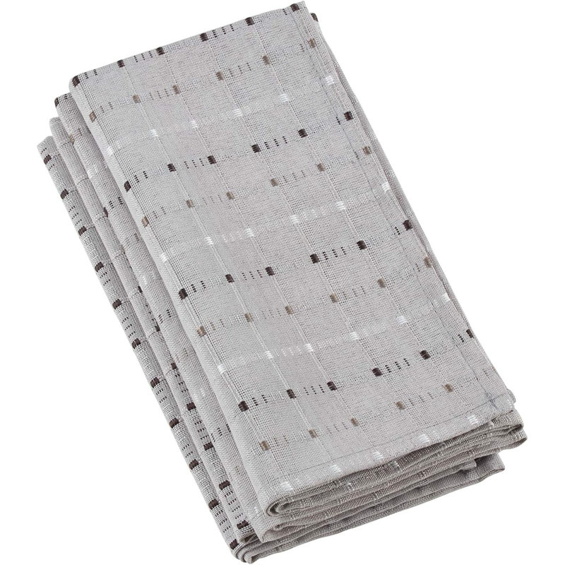 Ensemble de napperons blancs en mélange de coton 13 pi x l 19 po White Modern Stitched Line, L 20 po x L 20 po, Gris