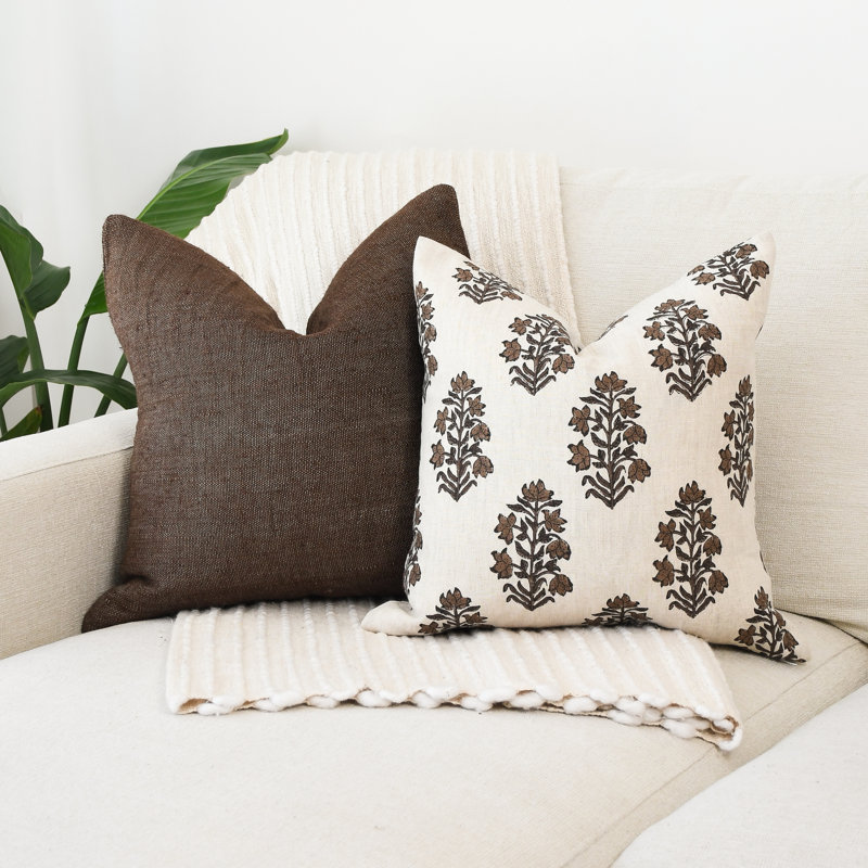 Brown Block Print Pillow Covers