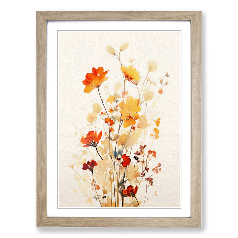 Wildflowers Minimalism - Framed Print, Oak , 34cm H x 25cm W x 2cm D