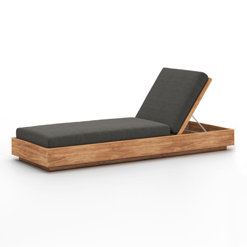 Kinta Outdoor Teak Chaise Lounge, Charcoal