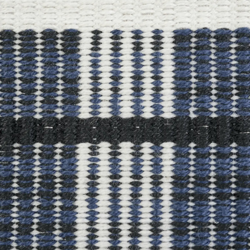 Calcada Striped and Geometric Fabric, Blue/ Dark Blue