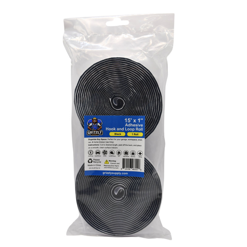 15'x1" Adhesive Hook and Loop Roll 1/pk