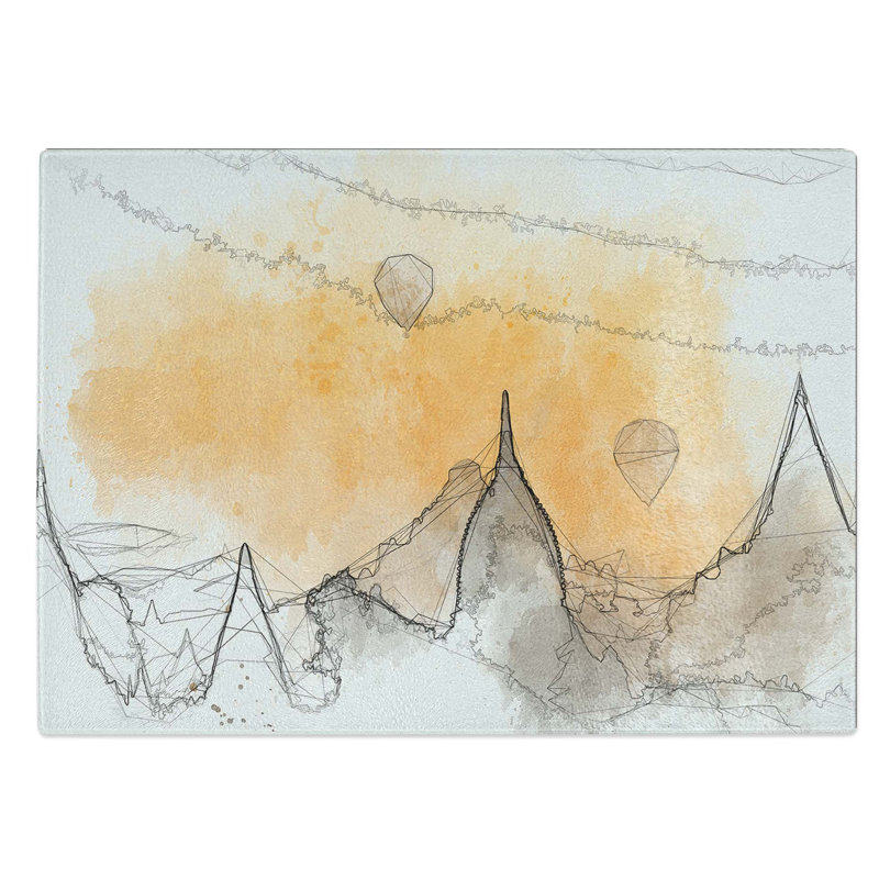 Glass Hot Air Balloons Over Old Bagan in Abstract Chopping Board, 39 cm W x 28.5 cm L